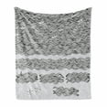thumbnail image 1 of Vintage Boat Soft Flannel Fleece Throw Blanket, Wavy Sea with Little Paper Boats Childhood Memory Sketch Artwork, Cozy Plush for Indoor and Outdoor Use, 50" x 60", Black White Pale Grey, by Ambesonne, 1 of 6