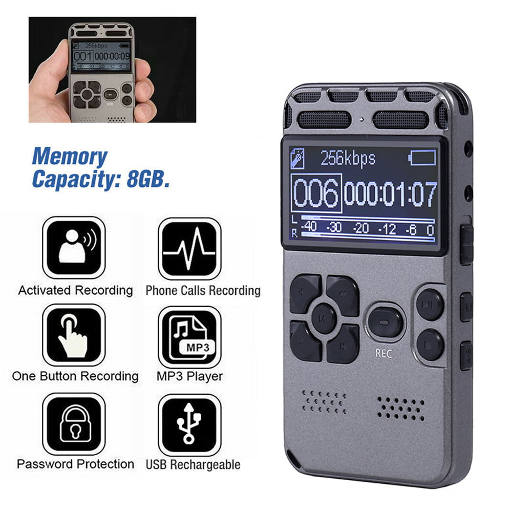 64G Rechargeable LCD Digital Audio Sound Voice Recorder Dictaphone MP3 Player