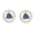 thumbnail image 1 of 14K White Gold Triangle Cut Blue Violet Cubic Zircoina Stud Earrings, 1 of 2