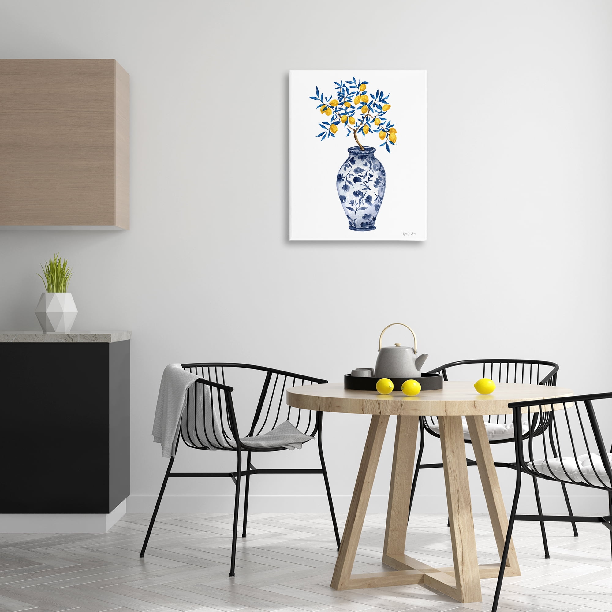 Stupell Industries Chinoiserie Vase Lemons Food & Beverage Painting Wrapped Canvas Art Print Wall Art, 24 x 30