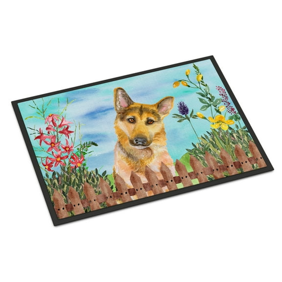 Carolines Treasures CK1273MAT German Shepherd 2 Spring Door Mat Indoor Rug or Outdoor Welcome Mat 18x27 Doormat  27"L x