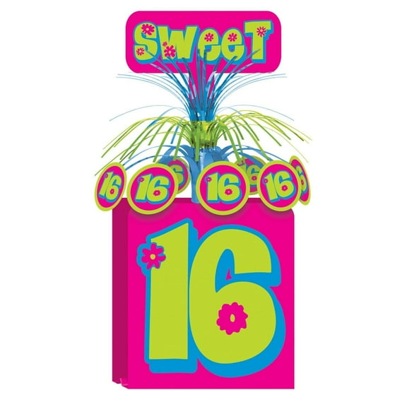 12 Pack Beistle Sweet 16 Birthday Party Centerpiece- Pink and Green