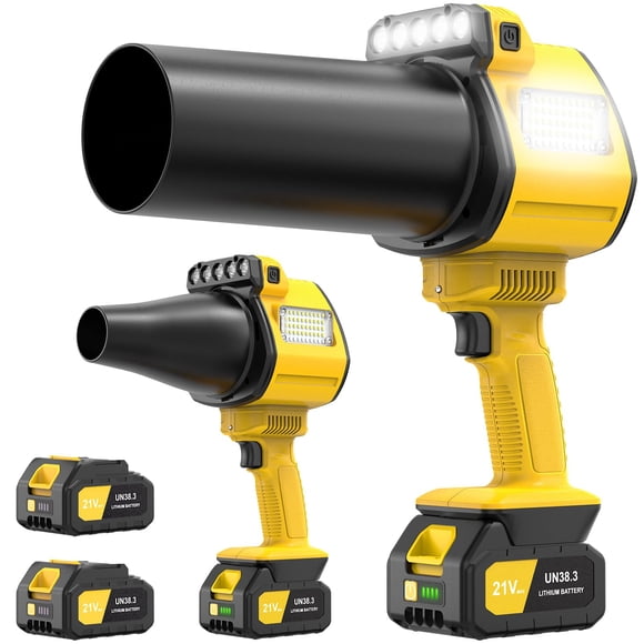 Soplador de hojas OGERY, inalámbrico, 700 CFM, 900 G, 2 x 3,0 Ah, amarillo