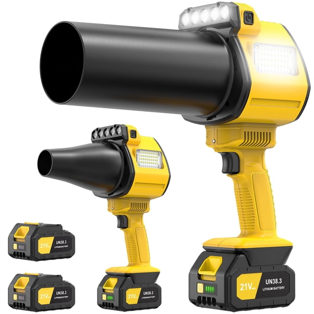 Soplador de hojas OGERY, inalámbrico, 700 CFM, 900 G, 2 x 3,0 Ah, amarillo