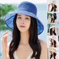 thumbnail image 2 of Women Wide Brim Hat Hollow Breathable Summer Bucket Hat Retro Organza Lace Lady’s Sun Cap for Travel, 2 of 8