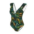 thumbnail image 4 of Yiaed Jungle Leopard Yellow Print Women's Ruffled One Piece Swimsuit V Neck Swimwear Slimming Monokini for Woman-X-Large, 4 of 8