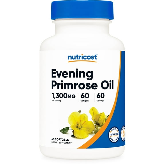Nutricost Evening Primrose Oil 1,300mg, 60 Softgels - Cold Pressed, Non-GMO, Gluten Free, 60 Servings