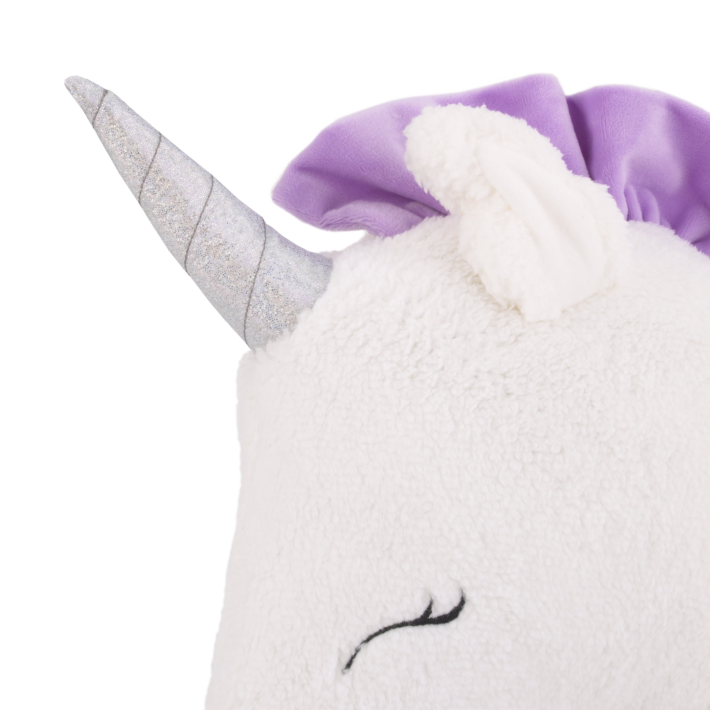 Little Love by NoJo Unicorn Shaped Plush Pillow, Soft Sherpa, 14.75" x 16"