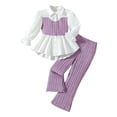 thumbnail image 2 of Mifsaly Little Girls 2 Piece Outfits Set Long Sleeve Button Down Peplum Shirt Tops and Ribbed Flare Pants Kids Fall Spring Clothes for School Daily Wear Fashion Boutique Suit, 2 of 9