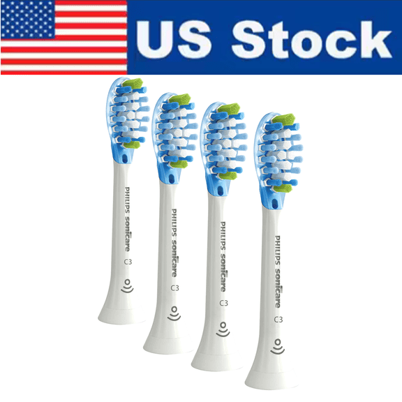 C3 Premium Plaque Control Replacement Brush Heads Compatible with Sonicare Diamond Clean Click-On Electric Toothbrush Handles, HX9044/95,White,4 Pack
