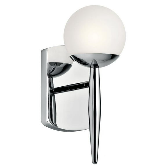 1 Light Mid Century Modern Steel Wall Mount with Chrome Finish and Satin Etched Cased Opal Glass-11.5 inches H By 4.5 inches W Bailey Street Home