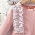 thumbnail image 3 of LYMAYTER Kids Girls Floral Dress Spring Fall Lace Long Sleeve Princess Dress Toddler Splicing Casual Sundress for 2-6 Years, 3 of 9