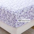 thumbnail image 3 of REJODA-Floral Full Sheet Set - 4 Piece Purple Lavender Botanical Patterned Bed Sheets - Soft, Breathable Microfiber Sheets with Deep Pocket, Non-Slip Fitted Sheets & Pillowcases, 3 of 4