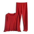 thumbnail image 3 of Ensemble de Pyjama pour Femmes Col Rond Manches Longues Grande Taille Ensemble de Maison pour Femmes Design Fin Couleur Unie Pantalon Manches Longues Ensemble Deux Pièces Pyjama Femme, 3 of 3