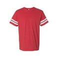 thumbnail image 2 of LAT Mens Fine Jersey Crew Neck Short Sleeve Football Tee (6937) Vintage Red/Blended White, M, 2 of 3