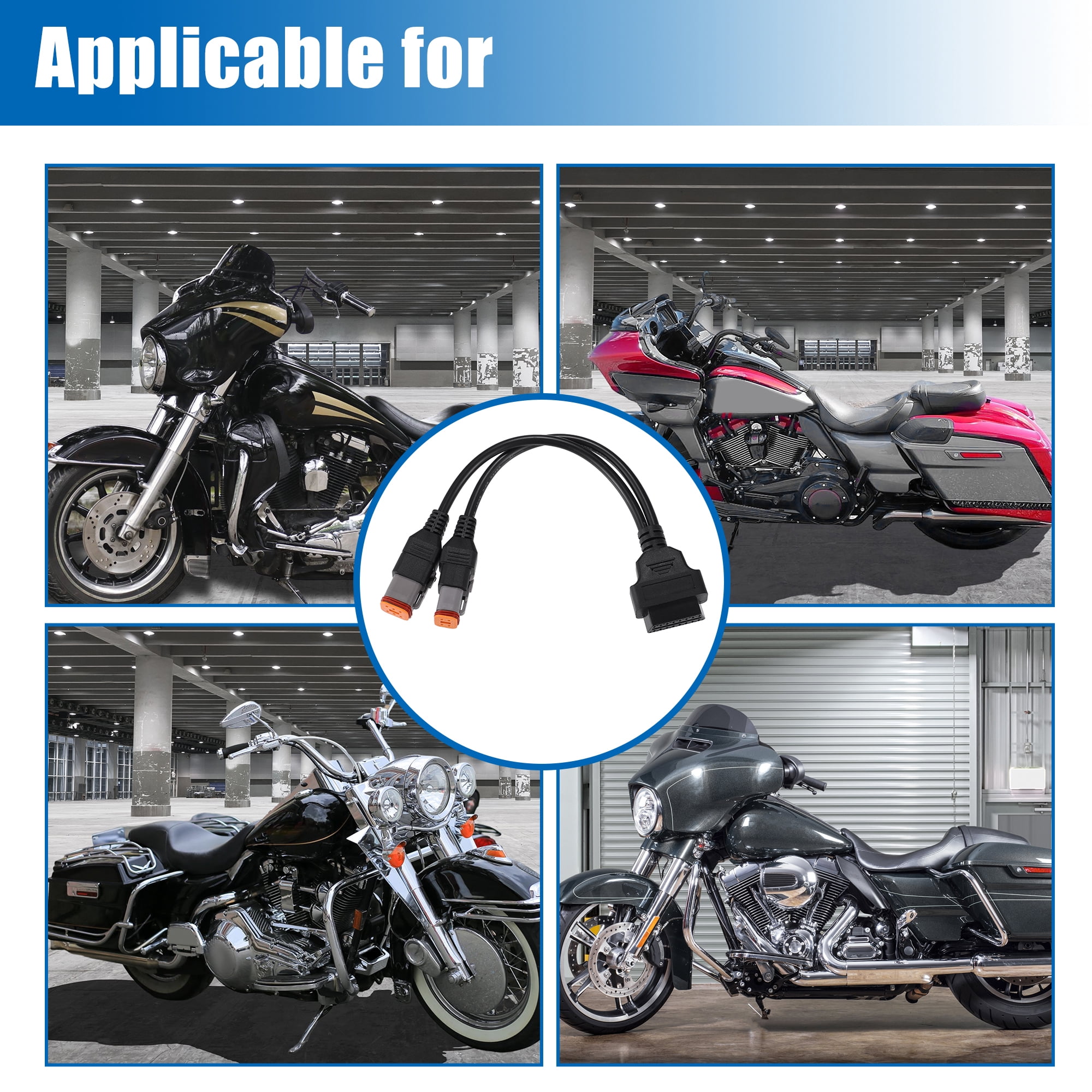 Unique Bargains 16 Pin to 4 Pin 6 Pin Motorcycle OBD Cable Diagnostic Tool Scanner Adaptor