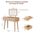 thumbnail image 6 of Solid Wood Vanity Desk with Lighted Mirror, Makeup Vanity Table with 3 Drawers & 3 Lighting Modes, Dressing Table for Bedroom, Apartment, Checkroom, 36in, Natural, 6 of 10
