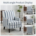 thumbnail image 3 of Vintage Striped Accent Armchair, Comfy Upholstered Reading Chair with Nail-Head Trim, Farmhouse Sofa Chair, Single Corner Chair for Living Room Bedroom Guest Room, Blue and White, 3 of 7