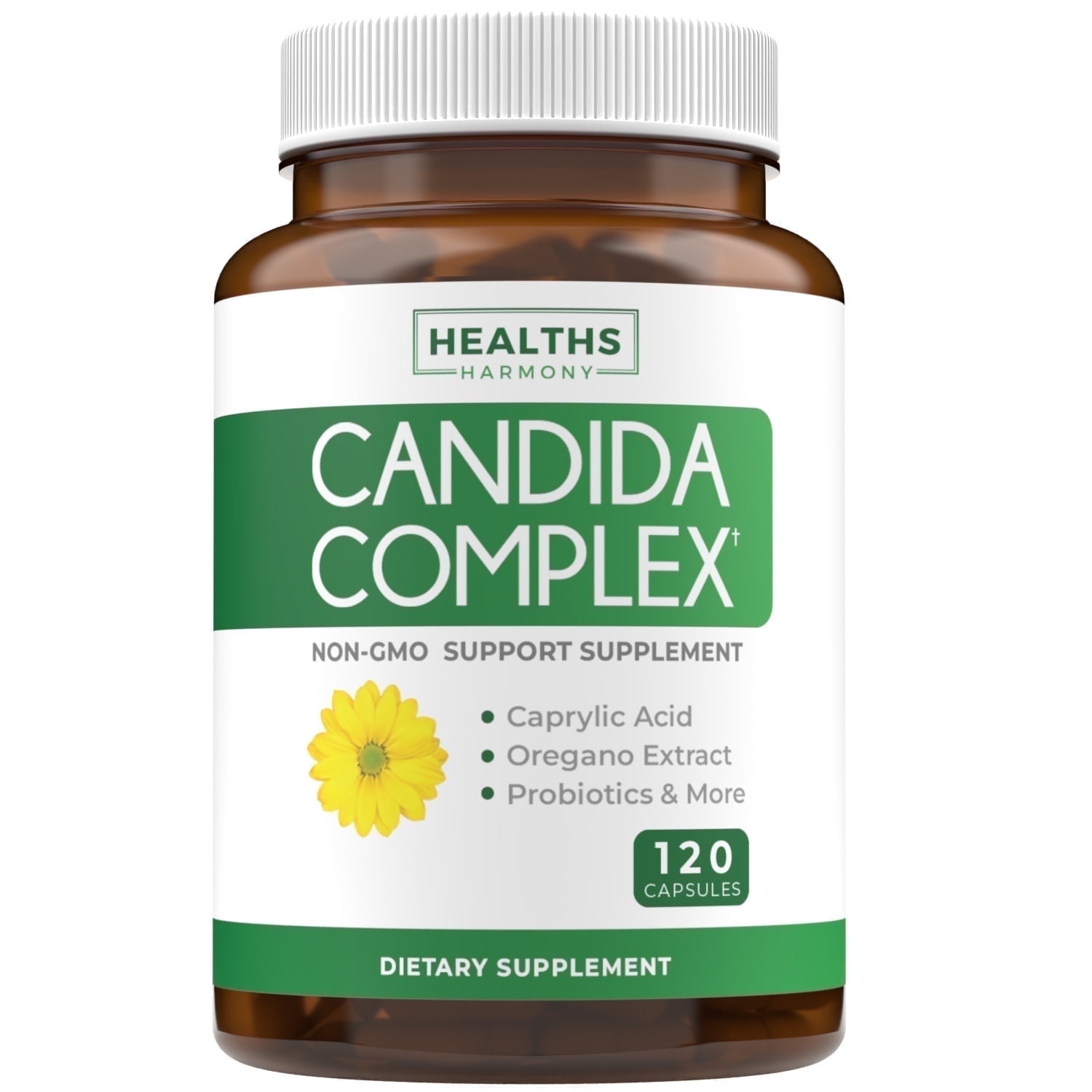 Healths Harmony Candida Cleanse Intestinal Flora Support with Oregano & Caprylic Acid, 120 Capsules