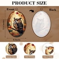 thumbnail image 3 of Canvas Wall Art Whimsical Owl Stained Glass Autumn Forest Vivid Colors Oval Framed Canvas Prints Vintage Wall Hanging Decor for Home Office Decorations 8.6"x11.4", 3 of 7