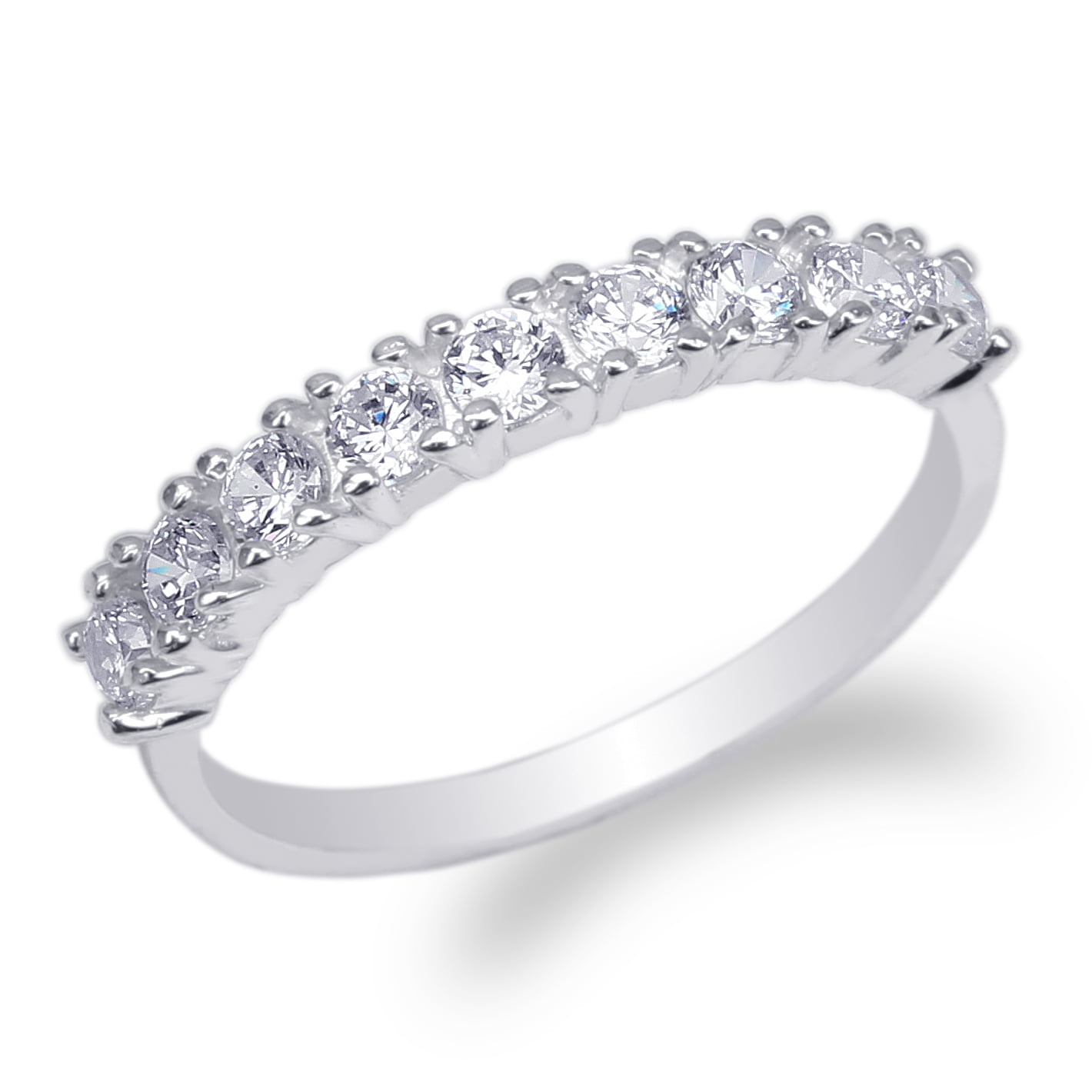 4.2 TCW 3 mm Round Cut CZ Stackable Eternity Bridal Wedding Band 925 Ring 4-11 