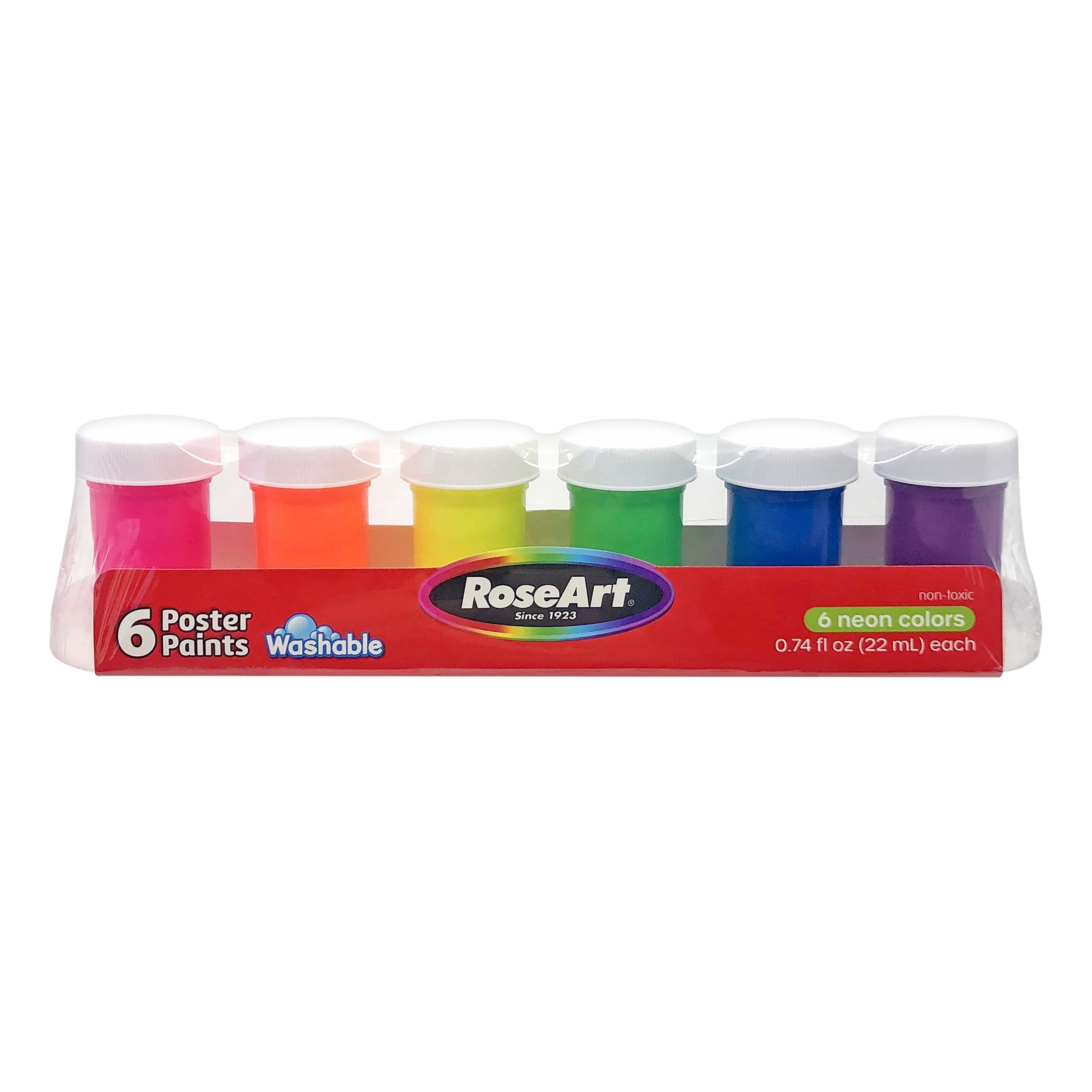 (4 pack) RoseArt  Neon Washable Tandem Paint, 6 Vibrant Colors