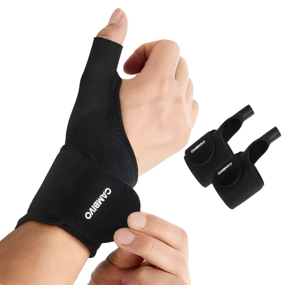CAMBIVO Wrist Brace, Stabilizing Adjustable Wrist Support, All-day Wear One Size Fits Most Black 2 Pack