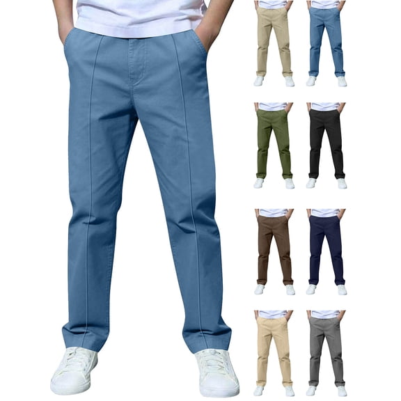 Ndbuld Boys Cargo Pants Solid Color Long Pants Children's Casual Versatile Pants Children's Outerwear Pants Blue 11-12 Years