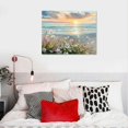 thumbnail image 5 of Creowell Ocean Sunset Canvas Prints Bathroom Wall Decor Ocean Theme Flower Canvas Wall Art Ocean Beach Sunrise With Blue Sky Beach Pictures Beach Decor for Wall Beach Art Wall Decor  20x16in, 5 of 6