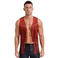 thumbnail image 1 of Sxiwei Mens Cowboy Faux Suede Tassel Vest Rivets Fringe Open Front Waistcoat Jacket Red XL, 1 of 5