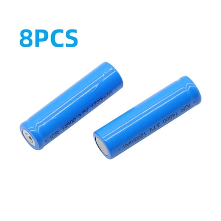 8 Pack 14500 AA Rechargeable Lithium Ion Batteries 3.7V High Power Li-ion Batteries Long Lasting for Flashlight, Toy