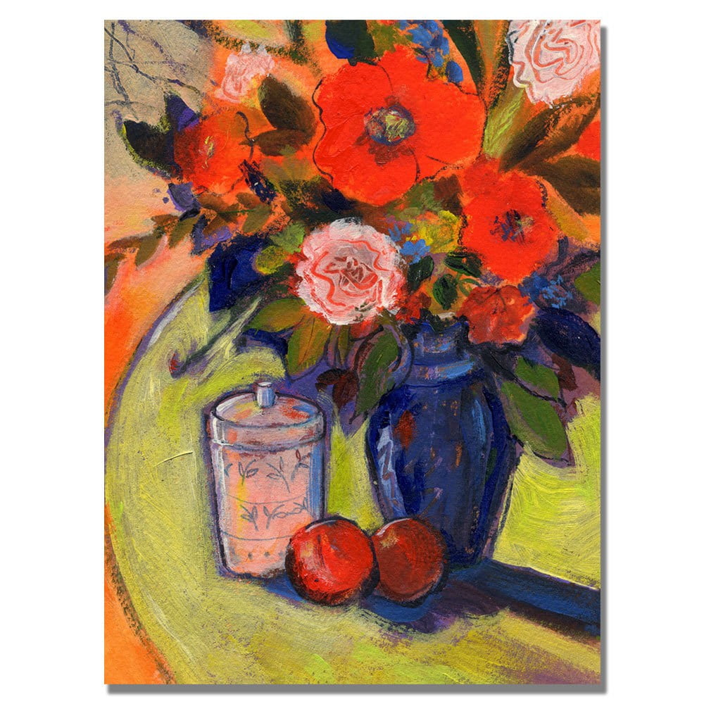 Trademark Art "Red Flowers with Jar" Canvas Wall Art by Shelia Golden