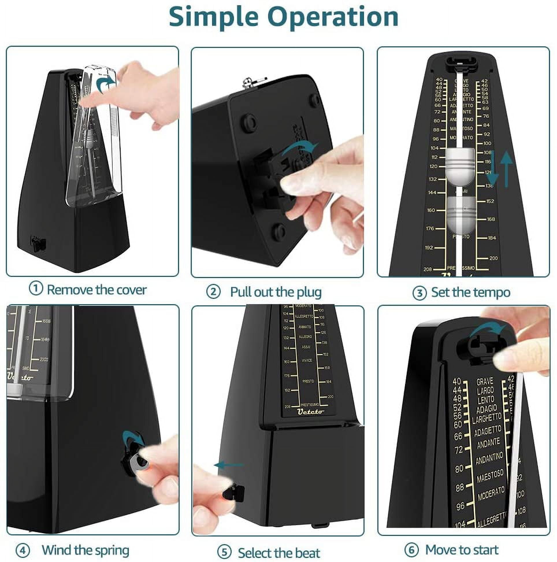 Mechanical Metronome,Black/Loud Sound,Piano Drum Violin Guitar
