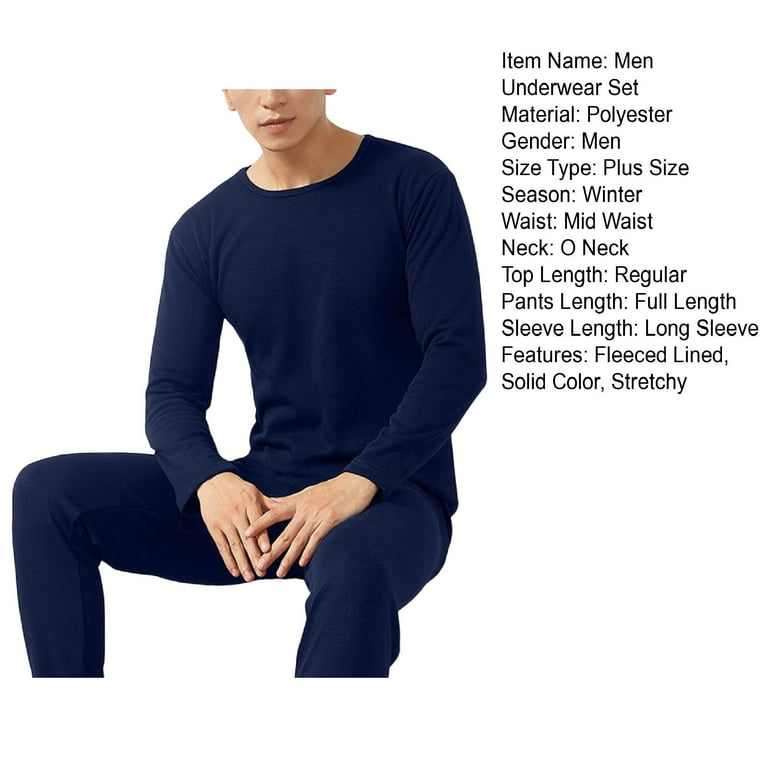 2Pcs/Set Thermal Underwear for Men, Long Johns Base Layer, Shirt and Pants  Set, Fleece