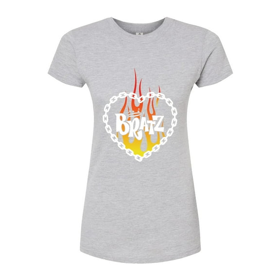 Bratz - Flame Logo - Chain Link Heart - Juniors Fitted Graphic T-Shirt