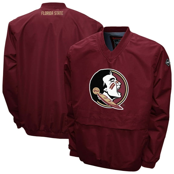 Men's Franchise Club Garnet Florida State Seminoles Big Logo Windshell V-Neck Pullover Jacket