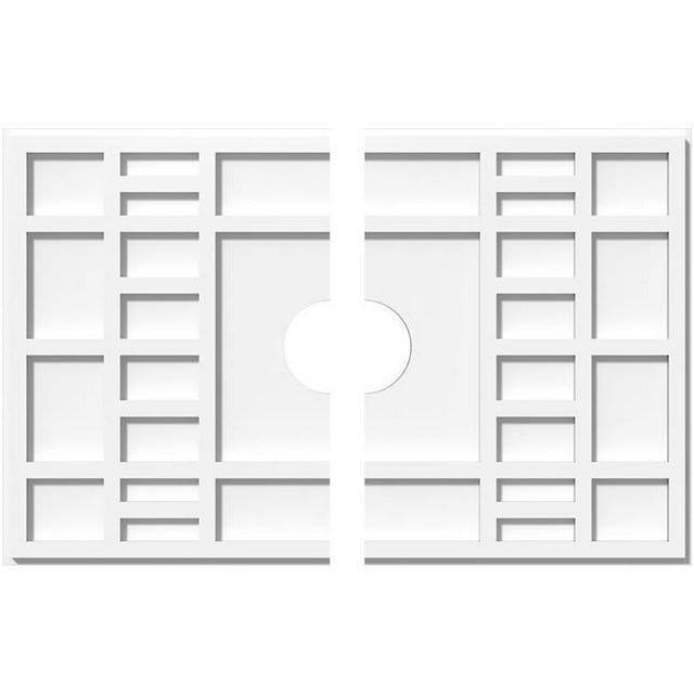 Ekena Millwork CMP28X18BX2-04000 4 in. ID x 9.75 in. Rectangle Beaux Médaillon de Plafond Contemporain PVC Grade Architectural - 2 Pièces