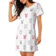 thumbnail image 2 of Balery Girl Rabbit Camisón de manga corta con cuello redondo para mujer, cómodo y elegante., 2 of 6