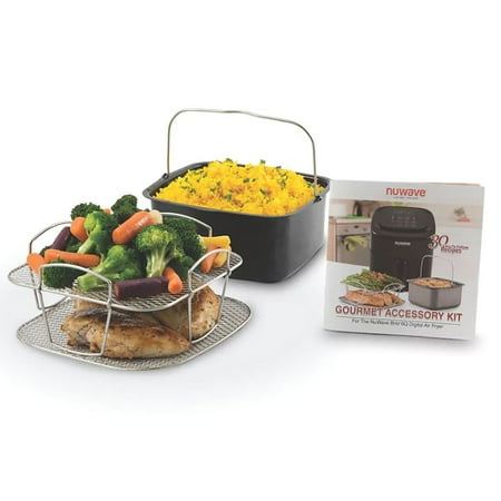 NuWave Brio 6-Quart. Digital Air Fryer Gourmet Accessory Kit Baking Stainless Steel Pan Bake Fries