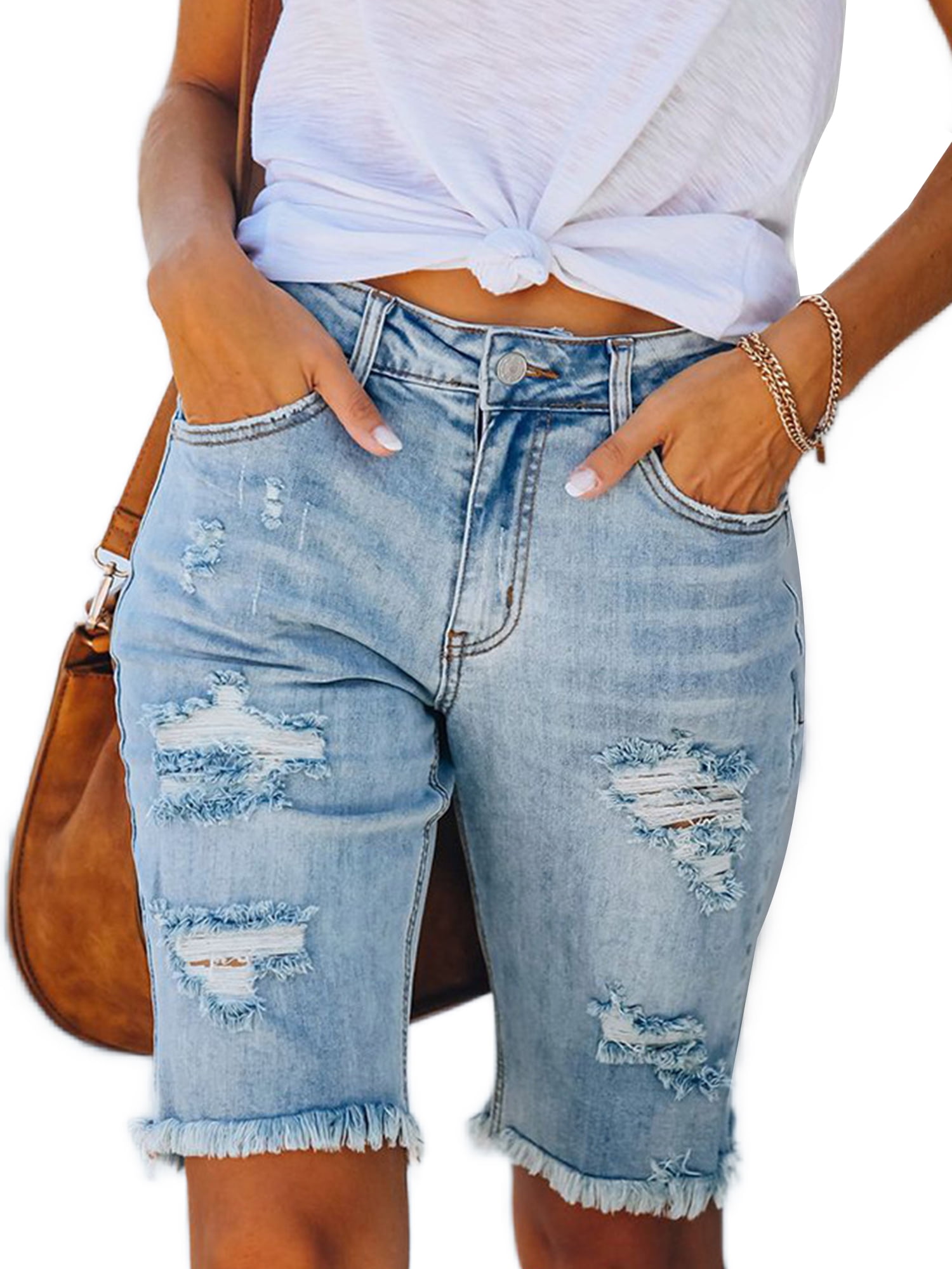 aterrizaje astronomía ~ lado UKAP Summer Women Bermuda Jeans Slim Fit Ripped Denim Shorts Daily Casual  Party Distressed Short Pants - Walmart.com