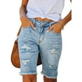 thumbnail image 1 of Luxur Jeans Midi Déchirés pour Femmes, Bleu Pâle, 2TG, 1 of 7