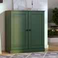 thumbnail image 3 of Palace Imports 100% Solid Wood 3-shelf Bookcase with Adjustable Shelves and Solid Doors, Green, 3 of 5