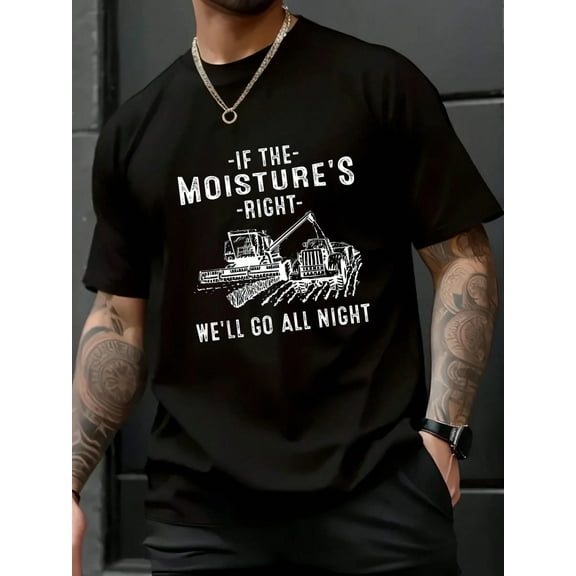 Fall Women T-Shirt Cool If The Moisture's Right Farmer Gift Funny Farm Men T-Shirt Halloween Pumpkin Thanks Giving Family Funny Christmas Graphic Casual Autumn Tee Tops Men's T Shirt