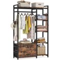 thumbnail image 5 of Tribesigns Freestanding Closet Organizer, Clothes Rack with Drawers and Shelves, Heavy Duty Garment Rack Hanging Clothing Wardrobe Storage Closet for Bedroom, Rustic Brown, 5 of 6