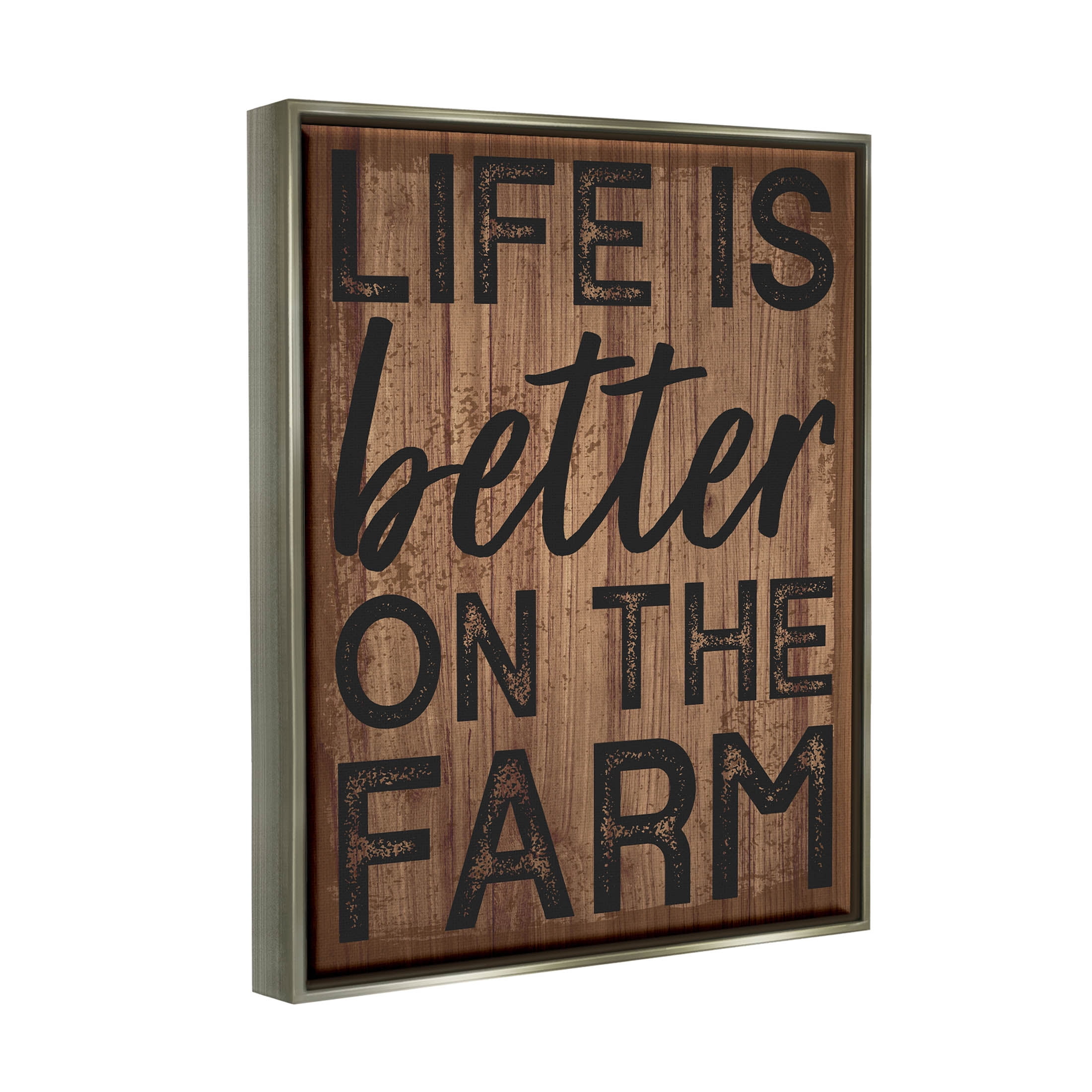 Life Better On Farm Rustic Sign Inspirational Graphic Art Luster Gray Framed Art Print Wall Art