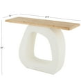 thumbnail image 3 of DecMode 47" x 32" White Wooden O Shaped Console Table with Light Brown Tabletop, 1-Piece, 3 of 9