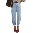 thumbnail image 2 of Vaqueros elegantes, holgados, cintura alta, novio, para mujer, azul cielo, 2 of 7