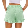 thumbnail image 4 of Dresfit Boxer Shorts for Women Plaid Gingham Shorts Summer 2026 Ruffle Wide Leg Y2k Pajama Bottoms with Pocket High Waisted Plus Size Beach Pajama Shorts M, 4 of 6