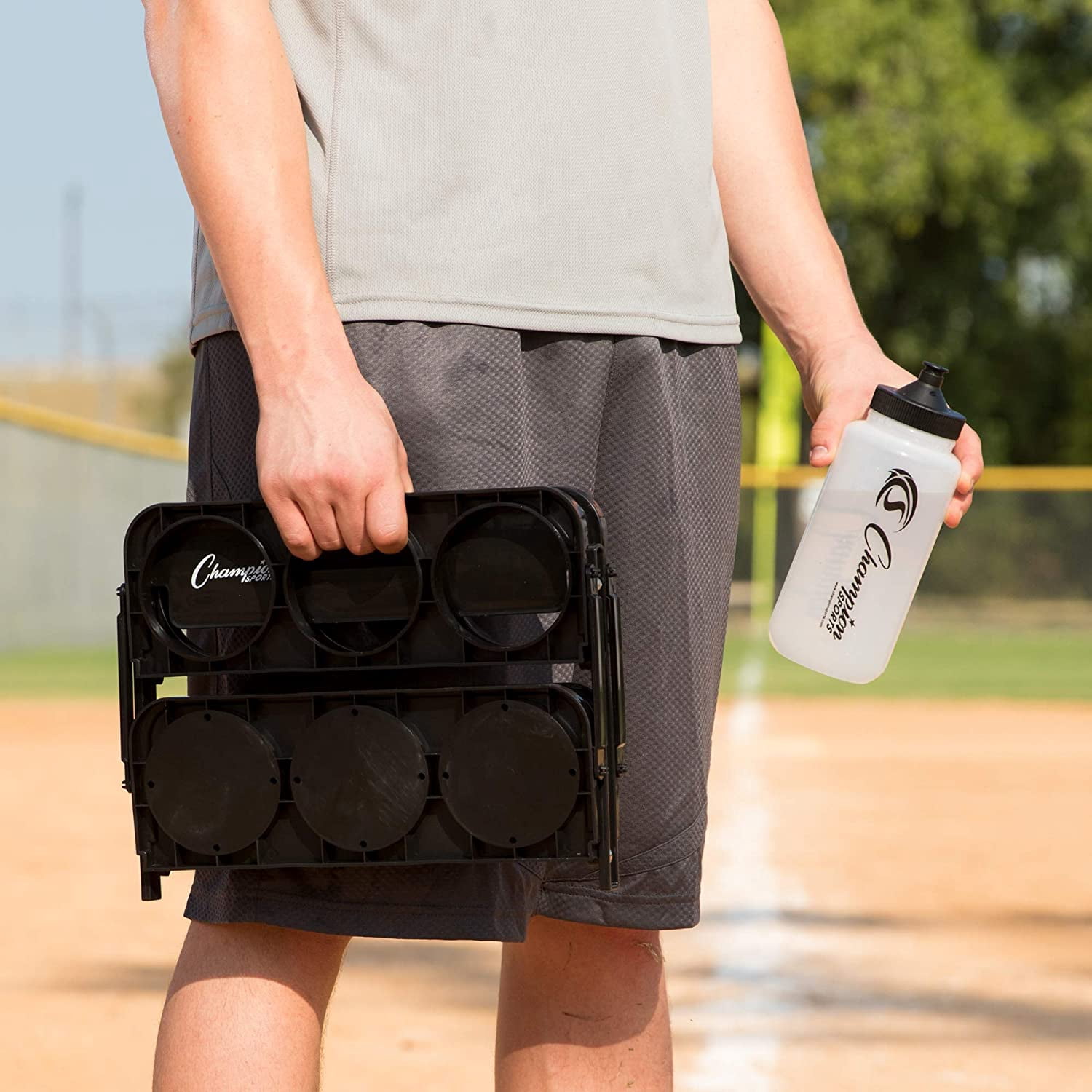 Champion Sports Plastic Water Bottle Set, Quart, Black
