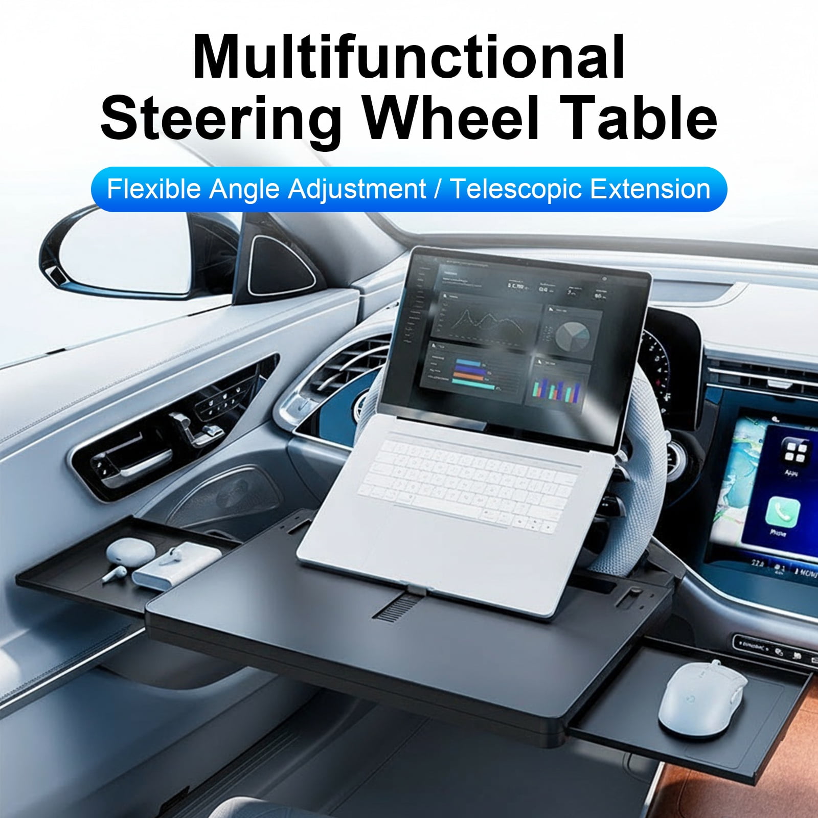 golytefs Car Steering Wheel Tray Car Desk for Eating Food Drink And Writing Laptop Work